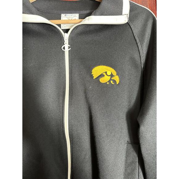 Champion Iowa Hawkeyes Full Zip Track Jacket Women’s Medium Black Gold Retro - Picture 3 of 4